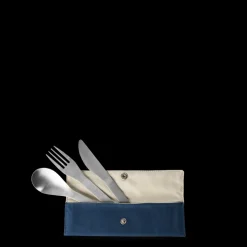 Set de 3 couverts inox - Granite Bleu