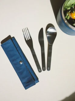 Set de 3 couverts inox - Granite Bleu