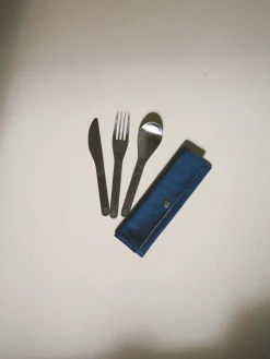 Set de 3 couverts inox - Granite Bleu